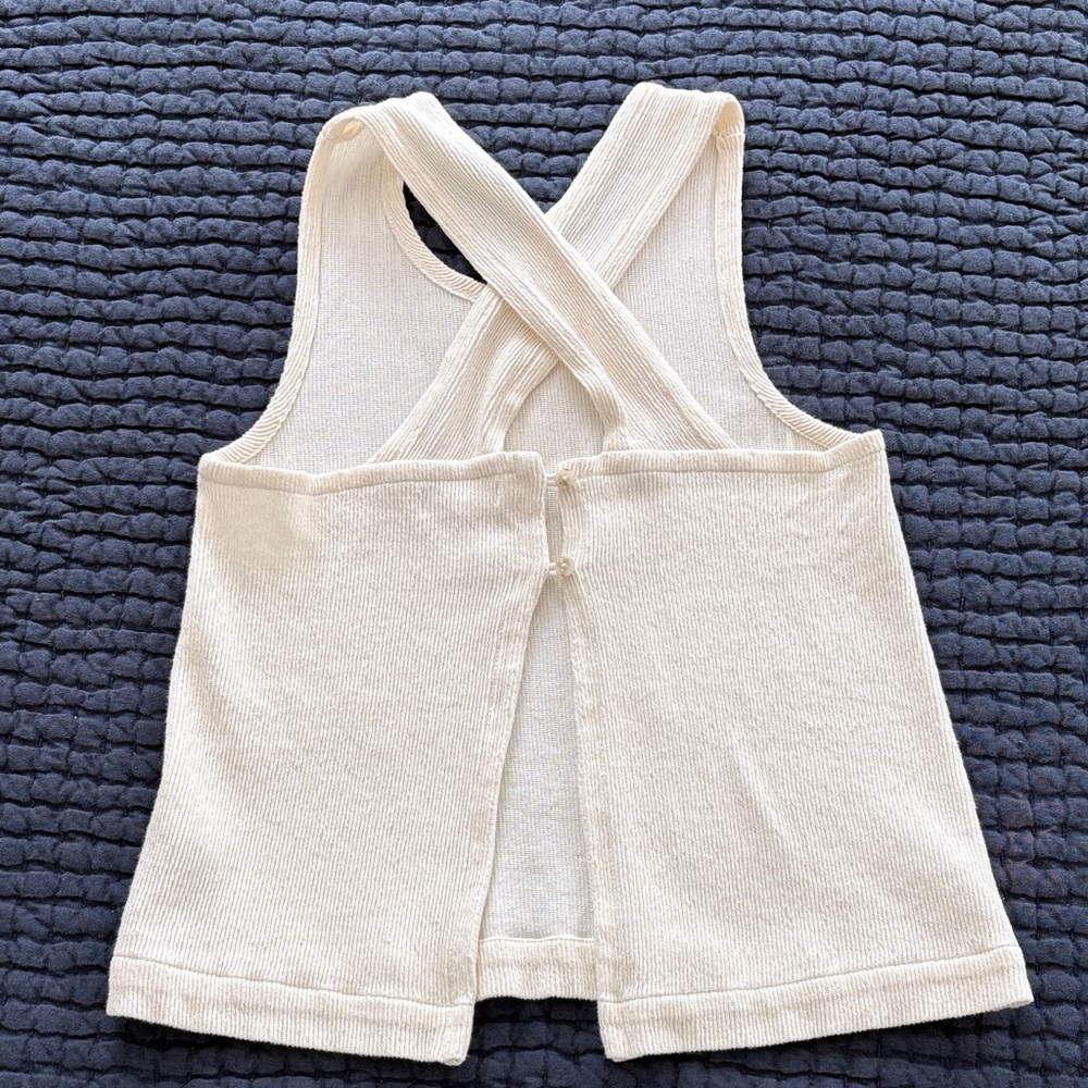 Madewell Cross Back Open Back Ribbed Tank Top - Picture 2 of 5
